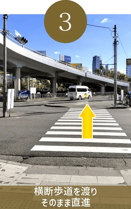 横断歩道を渡りそのまま直進